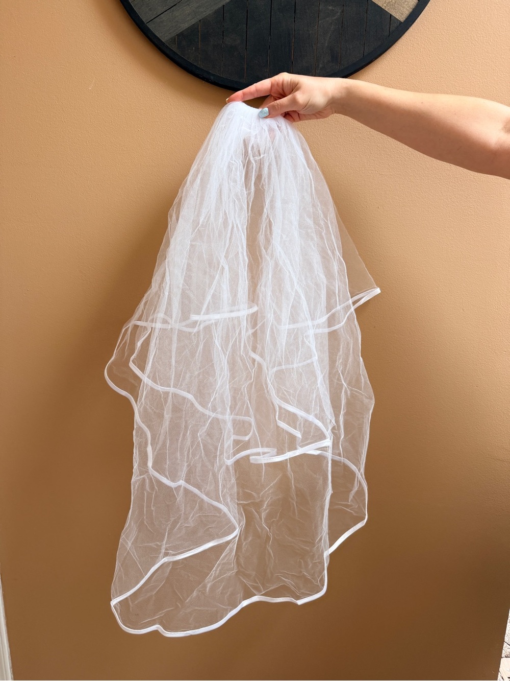 White Bridal Veil with Satin Edge - Unbranded